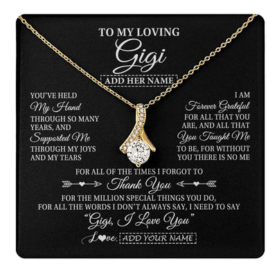 Alluring Beauty Necklace 18K Yellow Gold Finish | 1 | Personalized To My Loving Gigi Necklace From Granddaughter You've Help My Hand Gigi Gift From Grandson Gigi Birthday Gifts Mothers Day Gift Box Message Card | https://teecentury.