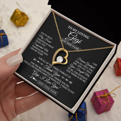 Forever Love Necklace 18K Yellow Gold Finish | 2 | Personalized To My Loving Gigi Necklace From Granddaughter You've Help My Hand Gigi Gift From Grandson Gigi Birthday Gifts Mothers Day Gift Box Message Card | https://teecentury.