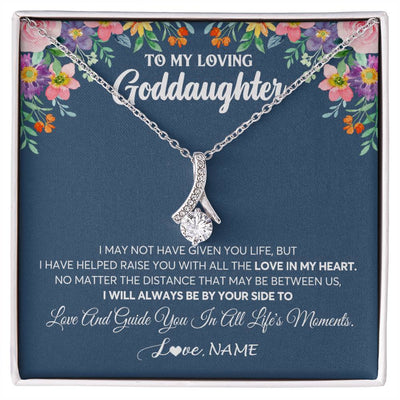 Alluring Beauty Necklace 14K White Gold Finish | 1 | Personalized To My Loving Goddaughter Necklace From Godmother No Matter The Distance Goddaughter Birthday Christmas Jewelry Customized Gift Box Message Card | teecentury