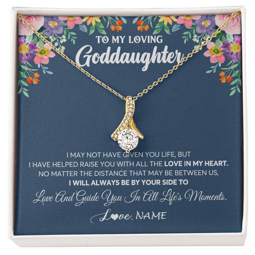 Alluring Beauty Necklace 18K Yellow Gold Finish | 1 | Personalized To My Loving Goddaughter Necklace From Godmother No Matter The Distance Goddaughter Birthday Christmas Jewelry Customized Gift Box Message Card | teecentury