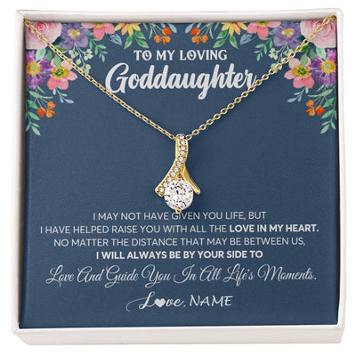 Alluring Beauty Necklace 18K Yellow Gold Finish | 1 | Personalized To My Loving Goddaughter Necklace From Godmother No Matter The Distance Goddaughter Birthday Christmas Jewelry Customized Gift Box Message Card | teecentury
