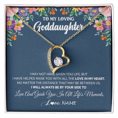 Forever Love Necklace 18K Yellow Gold Finish | 1 | Personalized To My Loving Goddaughter Necklace From Godmother No Matter The Distance Goddaughter Birthday Christmas Jewelry Customized Gift Box Message Card | teecentury
