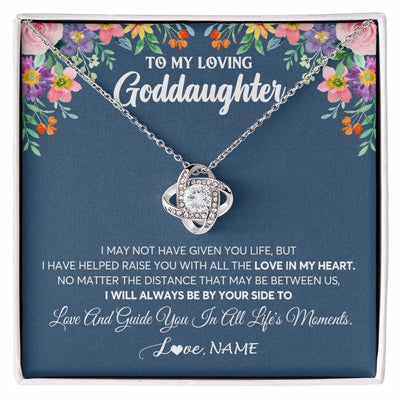 Love Knot Necklace 14K White Gold Finish | 1 | Personalized To My Loving Goddaughter Necklace From Godmother No Matter The Distance Goddaughter Birthday Christmas Jewelry Customized Gift Box Message Card | teecentury