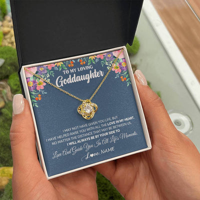 Love Knot Necklace 18K Yellow Gold Finish | 2 | Personalized To My Loving Goddaughter Necklace From Godmother No Matter The Distance Goddaughter Birthday Christmas Jewelry Customized Gift Box Message Card | teecentury
