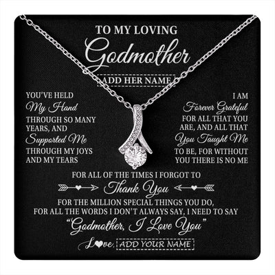 Alluring Beauty Necklace 14K White Gold Finish | 1 | Personalized To My Loving Godmother Necklace From Niece You've Help My Hand Aunt Gift From Godchild Godmother Birthday Gifts Mothers Day Gift Box Message Card | https://teecentury.