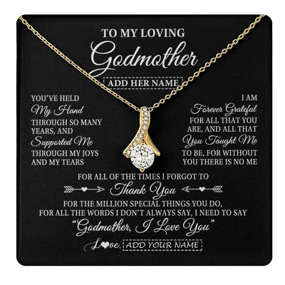 Alluring Beauty Necklace 18K Yellow Gold Finish | 1 | Personalized To My Loving Godmother Necklace From Niece You've Help My Hand Aunt Gift From Godchild Godmother Birthday Gifts Mothers Day Gift Box Message Card | https://teecentury.