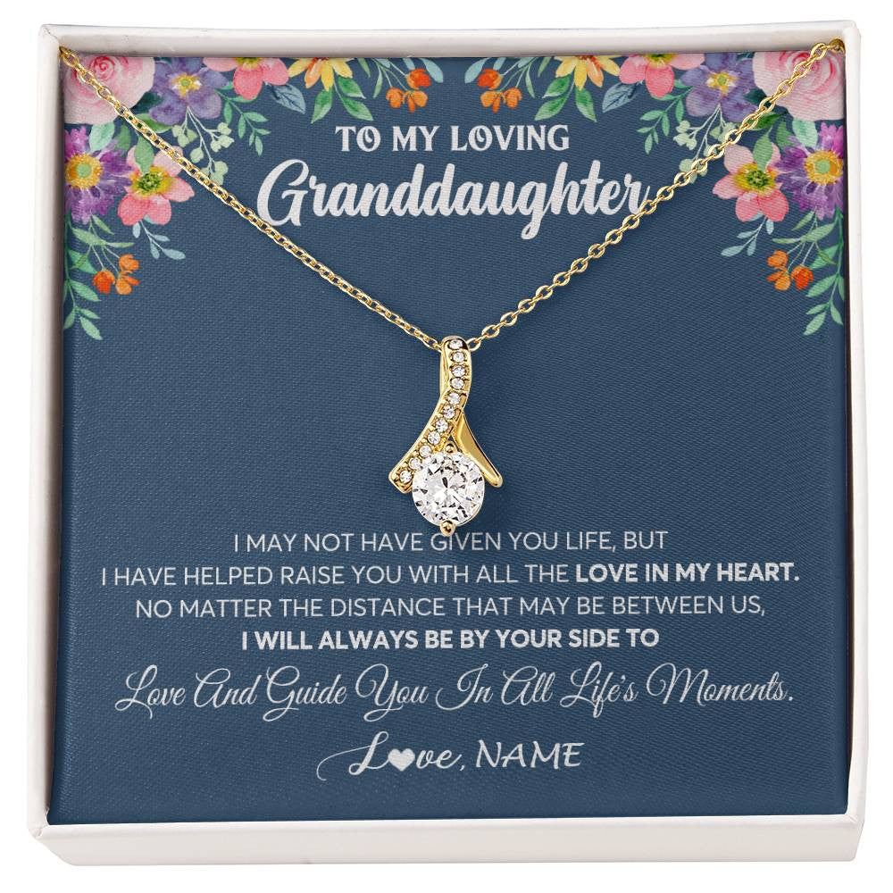 Alluring Beauty Necklace 18K Yellow Gold Finish | 1 | Personalized To My Loving Granddaughter Necklace From Grandma No Matter The Distance Granddaughter Birthday Christmas Jewelry Customized Gift Box Message Card | teecentury