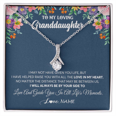 Alluring Beauty Necklace 14K White Gold Finish | 1 | Personalized To My Loving Granddaughter Necklace From Grandma No Matter The Distance Granddaughter Birthday Christmas Jewelry Customized Gift Box Message Card | teecentury
