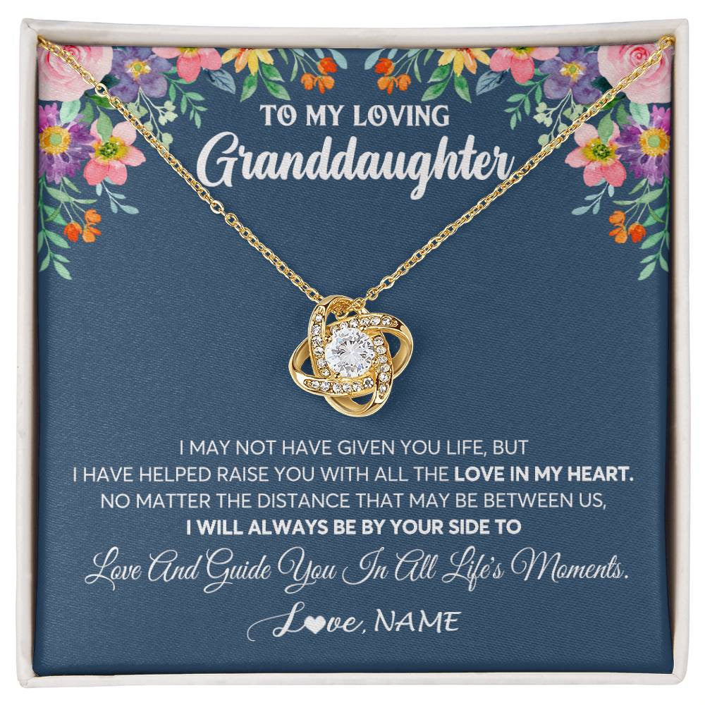 Love Knot Necklace 18K Yellow Gold Finish | 1 | Personalized To My Loving Granddaughter Necklace From Grandma No Matter The Distance Granddaughter Birthday Christmas Jewelry Customized Gift Box Message Card | teecentury
