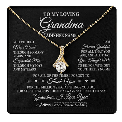Alluring Beauty Necklace 18K Yellow Gold Finish | 1 | Personalized To My Loving Grandma Necklace From Granddaughter You've Help My Hand Grandma Gift From Grandson Grandma Birthday Mothers Day Gift Box Message Card | https://teecentury.