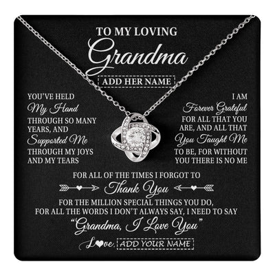 Love Knot Necklace 14K White Gold Finish | 1 | Personalized To My Loving Grandma Necklace From Granddaughter You've Help My Hand Grandma Gift From Grandson Grandma Birthday Mothers Day Gift Box Message Card | https://teecentury.