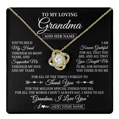 Love Knot Necklace 18K Yellow Gold Finish | 1 | Personalized To My Loving Grandma Necklace From Granddaughter You've Help My Hand Grandma Gift From Grandson Grandma Birthday Mothers Day Gift Box Message Card | https://teecentury.