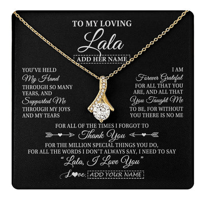 Alluring Beauty Necklace 18K Yellow Gold Finish | 1 | Personalized To My Loving Lala Necklace From Granddaughter You've Help My Hand Lala Gift From Grandson Lala Birthday Mothers Day Custom Gift Box Message Card | https://teecentury.