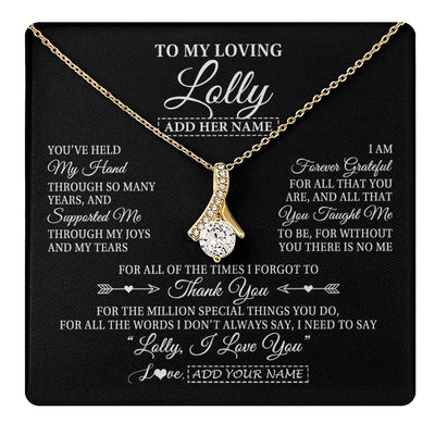 Alluring Beauty Necklace 18K Yellow Gold Finish | 1 | Personalized To My Loving Lolly Necklace From Granddaughter You've Help My Hand Lolly Gift From Grandson Lolly Birthday Mothers Day Gift Box Message Card | https://teecentury.