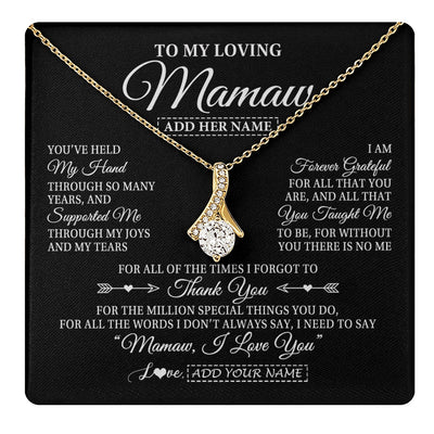 Alluring Beauty Necklace 18K Yellow Gold Finish | 1 | Personalized To My Loving Mamaw Necklace From Granddaughter You've Help My Hand Mamaw Gift From Grandson Mamaw Birthday Mothers Day Gift Box Message Card | https://teecentury.