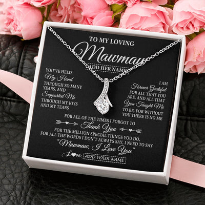 Alluring Beauty Necklace 14K White Gold Finish | 2 | Personalized To My Loving Mawmaw Necklace From Granddaughter You've Help My Hand Mawmaw Gift From Grandson Mawmaw Birthday Mothers Day Gift Box Message Card | https://teecentury.