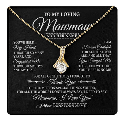 Alluring Beauty Necklace 18K Yellow Gold Finish | 1 | Personalized To My Loving Mawmaw Necklace From Granddaughter You've Help My Hand Mawmaw Gift From Grandson Mawmaw Birthday Mothers Day Gift Box Message Card | https://teecentury.