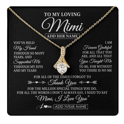 Alluring Beauty Necklace 18K Yellow Gold Finish | 1 | Personalized To My Loving Mimi Necklace From Granddaughter You've Help My Hand Mimi Gift From Grandson Mimi Birthday Mothers Day Custom Gift Box Message Card | https://teecentury.