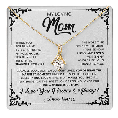 Alluring Beauty Necklace 18K Yellow Gold Finish | 1 | Personalized To My Loving Mom Necklace From Daughter Thank You For Being My Guide Mom Mothers Day Birthday Christmas Jewelry Customized Gift Box Message Card | teecentury