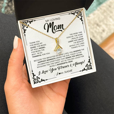 Alluring Beauty Necklace 18K Yellow Gold Finish | 2 | Personalized To My Loving Mom Necklace From Daughter Thank You For Being My Guide Mom Mothers Day Birthday Christmas Jewelry Customized Gift Box Message Card | teecentury