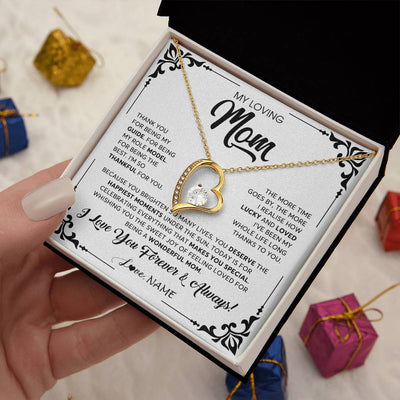 Forever Love Necklace 18K Yellow Gold Finish | 2 | Personalized To My Loving Mom Necklace From Daughter Thank You For Being My Guide Mom Mothers Day Birthday Christmas Jewelry Customized Gift Box Message Card | teecentury