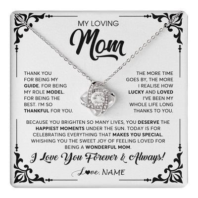 Love Knot Necklace 14K White Gold Finish | 1 | Personalized To My Loving Mom Necklace From Daughter Thank You For Being My Guide Mom Mothers Day Birthday Christmas Jewelry Customized Gift Box Message Card | teecentury