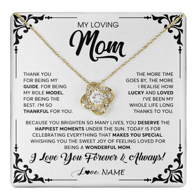 Love Knot Necklace 18K Yellow Gold Finish | 1 | Personalized To My Loving Mom Necklace From Daughter Thank You For Being My Guide Mom Mothers Day Birthday Christmas Jewelry Customized Gift Box Message Card | teecentury