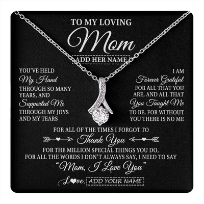 Alluring Beauty Necklace 14K White Gold Finish | 1 | Personalized To My Loving Mom Necklace From Son You've Help My Hand Mom Gift From Daughter Mom Birthday Gifts Mothers Day Custom Gift Box Message Card | https://teecentury.