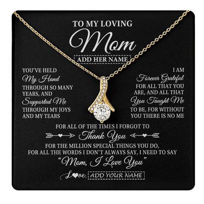 Alluring Beauty Necklace 18K Yellow Gold Finish | 1 | Personalized To My Loving Mom Necklace From Son You've Help My Hand Mom Gift From Daughter Mom Birthday Gifts Mothers Day Custom Gift Box Message Card | https://teecentury.