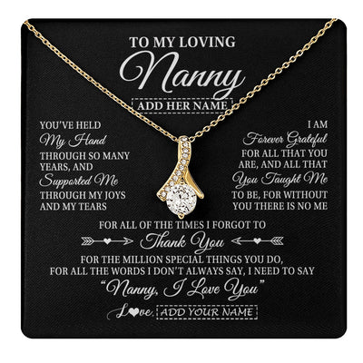Alluring Beauty Necklace 18K Yellow Gold Finish | 1 | Personalized To My Loving Nanny Necklace From Granddaughter You've Help My Hand Nanny Gift From Grandson Nanny Birthday Mothers Day Gift Box Message Card | https://teecentury.
