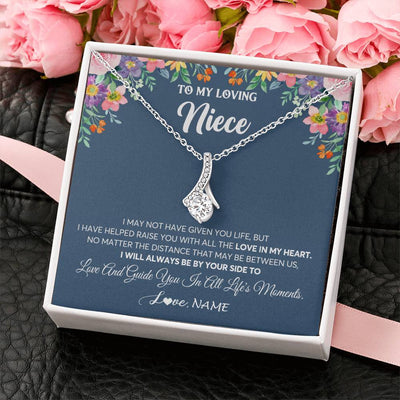 Alluring Beauty Necklace 14K White Gold Finish | 2 | Personalized To My Loving Niece Necklace From Aunt Auntie No Matter The Distance Niece Birthday Christmas Jewelry Present Customized Gift Box Message Card | teecentury