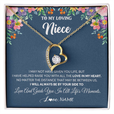 Forever Love Necklace 18K Yellow Gold Finish | 1 | Personalized To My Loving Niece Necklace From Aunt Auntie No Matter The Distance Niece Birthday Christmas Jewelry Present Customized Gift Box Message Card | teecentury