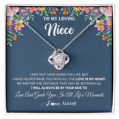 Love Knot Necklace 14K White Gold Finish | 1 | Personalized To My Loving Niece Necklace From Aunt Auntie No Matter The Distance Niece Birthday Christmas Jewelry Present Customized Gift Box Message Card | teecentury