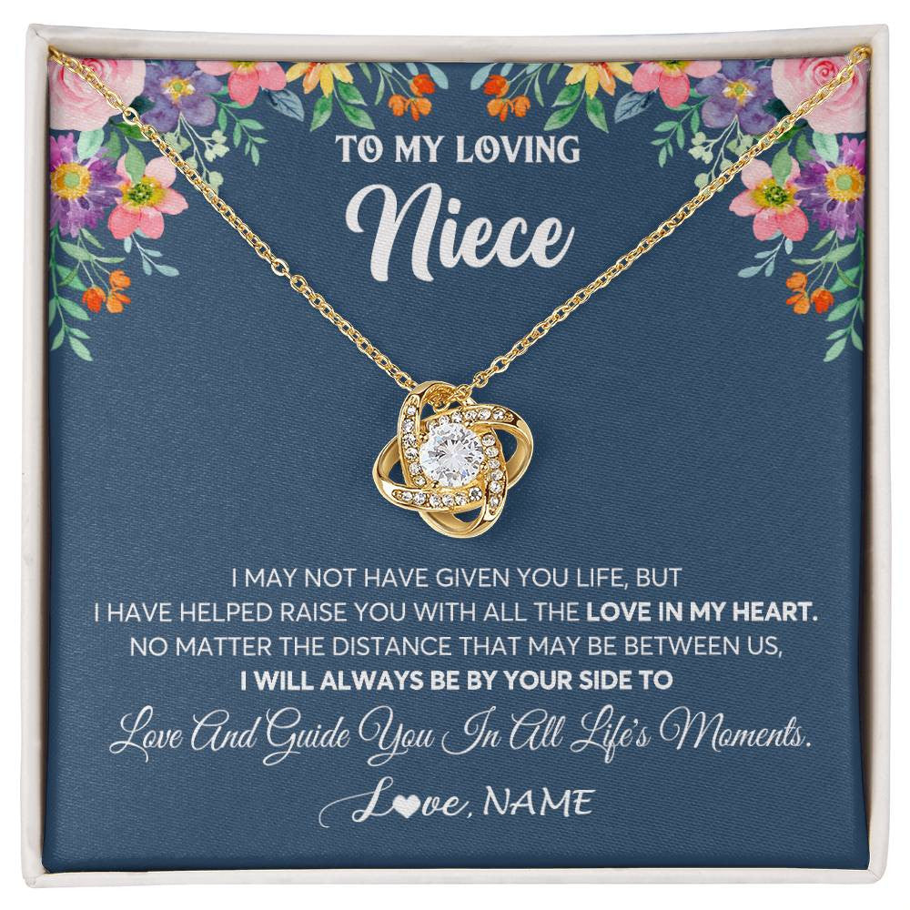 Love Knot Necklace 18K Yellow Gold Finish | 1 | Personalized To My Loving Niece Necklace From Aunt Auntie No Matter The Distance Niece Birthday Christmas Jewelry Present Customized Gift Box Message Card | teecentury