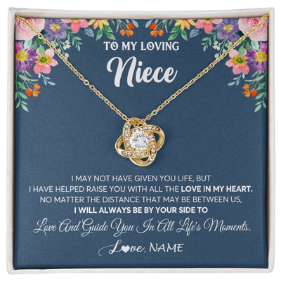 Love Knot Necklace 18K Yellow Gold Finish | 1 | Personalized To My Loving Niece Necklace From Aunt Auntie No Matter The Distance Niece Birthday Christmas Jewelry Present Customized Gift Box Message Card | teecentury