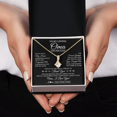 Alluring Beauty Necklace 18K Yellow Gold Finish | 2 | Personalized To My Loving Oma Necklace From Granddaughter You've Help My Hand Oma Gift From Grandson Oma Birthday Gifts Mothers Day Gift Box Message Card | https://teecentury.
