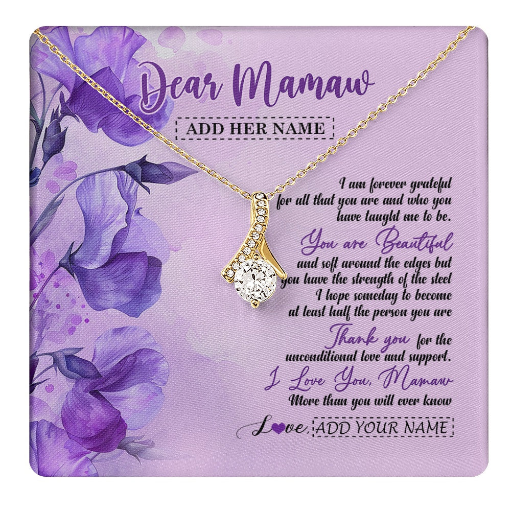 Alluring Beauty Necklace 18K Yellow Gold Finish | 1 | Personalized To My Mamaw Gifts From Granddaughter Necklace Flower You Are Beautiful Gifts For Mamaw Mothers Day Birthday Christmas Gift Box Message Card | teecentury.myshopify