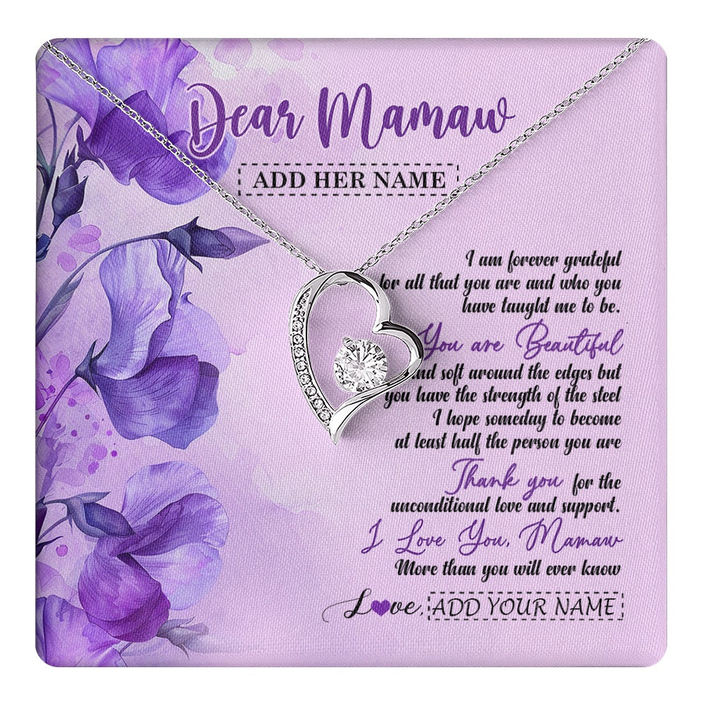 Forever Love Necklace 14K White Gold Finish | 1 | Personalized To My Mamaw Gifts From Granddaughter Necklace Flower You Are Beautiful Gifts For Mamaw Mothers Day Birthday Christmas Gift Box Message Card | teecentury.myshopify