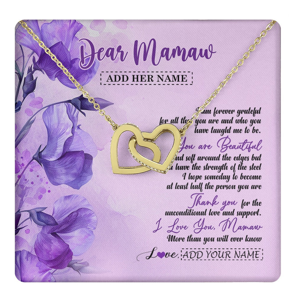 Interlocking Hearts Necklace 18K Yellow Gold Finish | 1 | Personalized To My Mamaw Gifts From Granddaughter Necklace Flower You Are Beautiful Gifts For Mamaw Mothers Day Birthday Christmas Gift Box Message Card | teecentury.myshopify