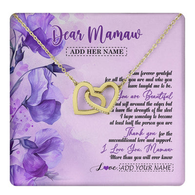 Interlocking Hearts Necklace 18K Yellow Gold Finish | 1 | Personalized To My Mamaw Gifts From Granddaughter Necklace Flower You Are Beautiful Gifts For Mamaw Mothers Day Birthday Christmas Gift Box Message Card | teecentury.myshopify