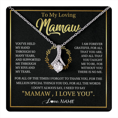 Alluring Beauty Necklace 14K White Gold Finish | 1 | Personalized To My Mamaw Gifts Necklace From Granddaughter Grandson Grateful Thank You Mamaw Birthday Mothers Day Jewelry Customized Gift Box Message Card | teecentury