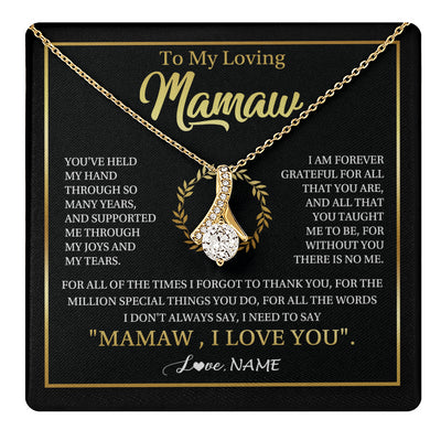 Alluring Beauty Necklace 18K Yellow Gold Finish | 1 | Personalized To My Mamaw Gifts Necklace From Granddaughter Grandson Grateful Thank You Mamaw Birthday Mothers Day Jewelry Customized Gift Box Message Card | teecentury