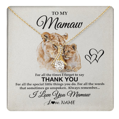 Alluring Beauty Necklace 18K Yellow Gold Finish | 1 | Personalized To My Mamaw Necklace From Granddaughter Thank You Lion Mamaw Gift For Mothers Day Birthday Gift Christmas For Mamaw Gift Box Message Card | teecentury
