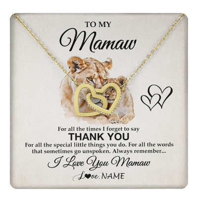 Interlocking Hearts Necklace 18K Yellow Gold Finish | 1 | Personalized To My Mamaw Necklace From Granddaughter Thank You Lion Mamaw Gift For Mothers Day Birthday Gift Christmas For Mamaw Gift Box Message Card | teecentury