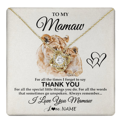 Love Knot Necklace 18K Yellow Gold Finish | 1 | Personalized To My Mamaw Necklace From Granddaughter Thank You Lion Mamaw Gift For Mothers Day Birthday Gift Christmas For Mamaw Gift Box Message Card | teecentury