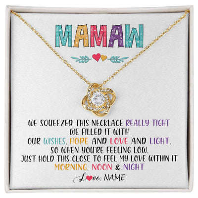 Love Knot Necklace 18K Yellow Gold Finish | 1 | Personalized To My Mamaw Necklace From Grandkids Granddaughter We Squeezed This Necklace Mamaw Birthday Mothers Day Jewelry Customized Gift Box Message Card | teecentury