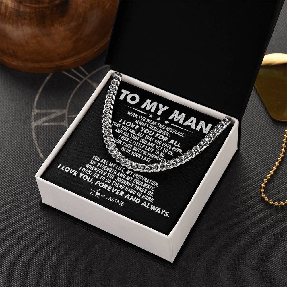 Cuban Link Chain Necklace Stainless Steel | 2 | Personalized To My Man Necklace Cuban When You Wear This Necklace I Love You For Him Boyfriend Husband Birthday Christmas Customized Gift Box Message Card | teecentury