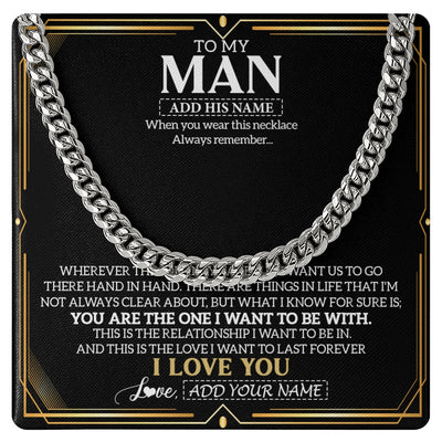 Cuban Link Chain Necklace Stainless Steel | 1 | Personalized To My Man Necklace Gift From Girlfriend Love Letter For Boyfriend Husband Jewelry From Wife Gifts For Men Birthday Christmas Gift Box Message Card | https://teecentury.
