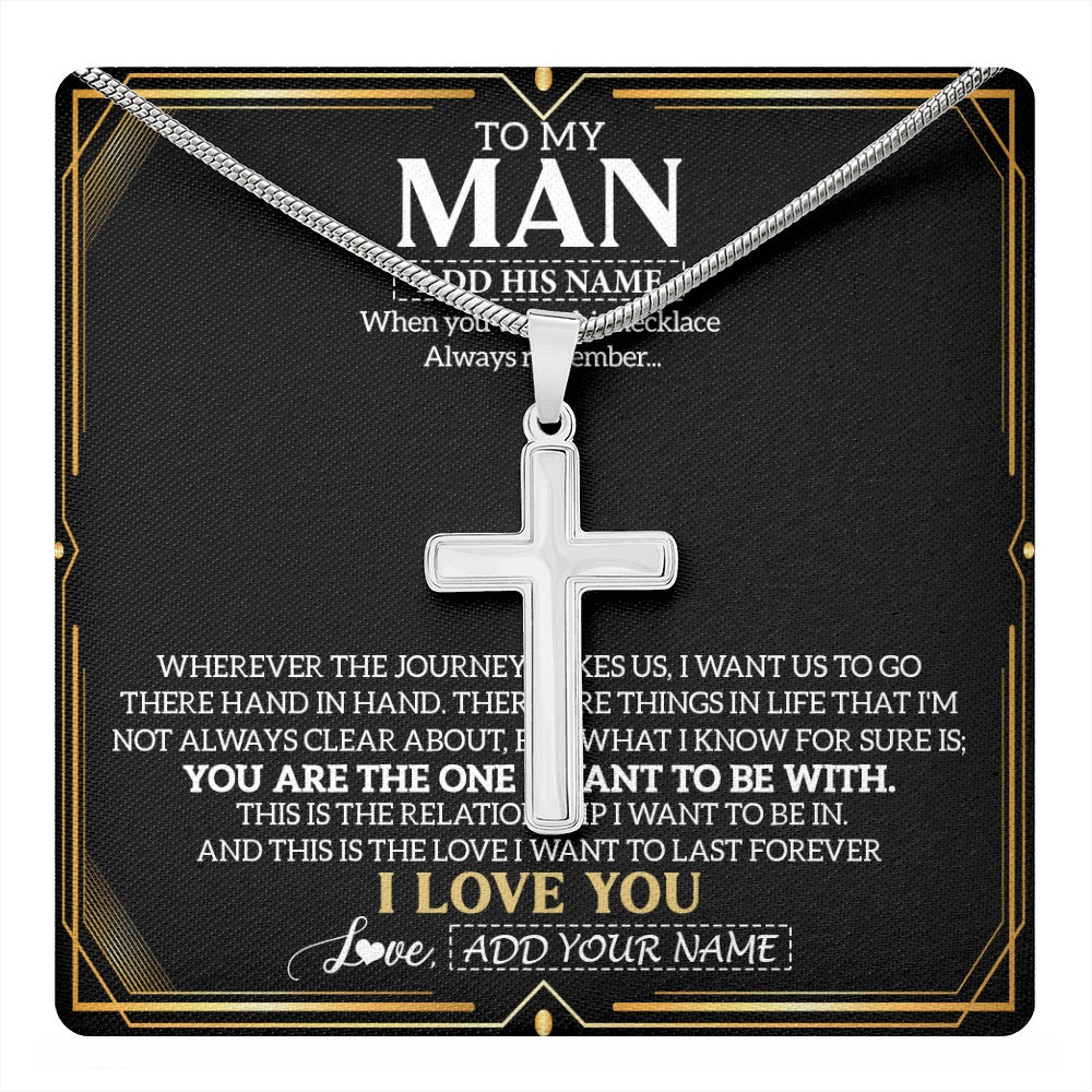 Stainless Cross Necklace Stainless Steel | 1 | Personalized To My Man Necklace Gift From Girlfriend Love Letter For Boyfriend Husband Jewelry From Wife Gifts For Men Birthday Christmas Gift Box Message Card | https://teecentury.