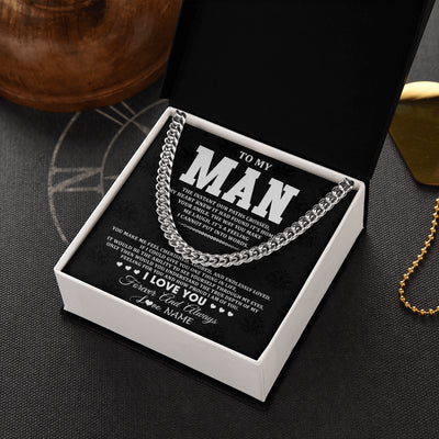 Cuban Link Chain Necklace Stainless Steel | 2 | Personalized To My Man Necklace I Love You Boyfriend Valentines Day Gift Husband Birthday Gift Anniversary Wedding Christmas Customized Gift Box Message Card | teecentury